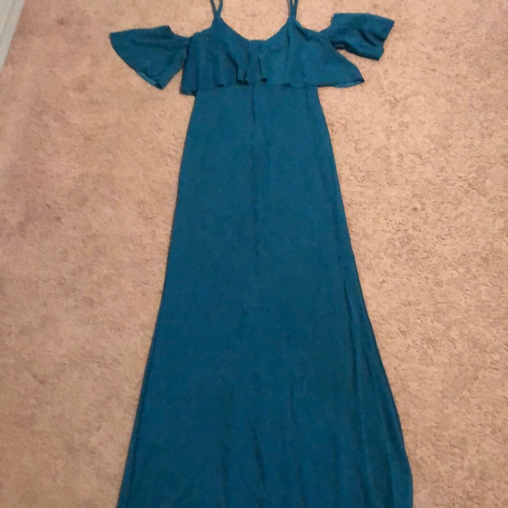 Blue maxi cold shoulder dress size 8/10